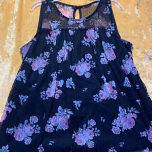 Black and pink floral tank